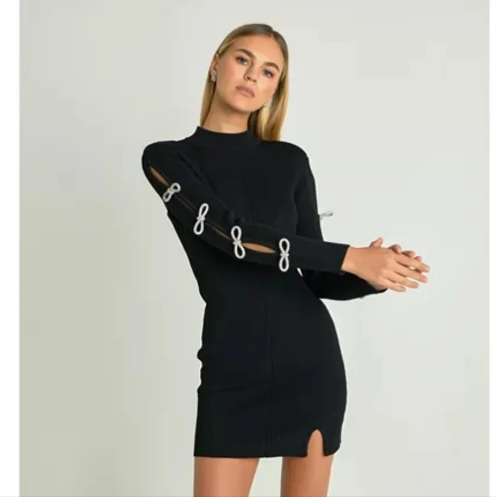Endless Rose Rhinestone Bow Knit Dress - Picture 1 of 10